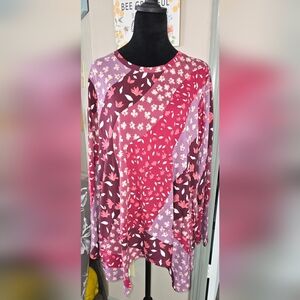 100 LOGO by Lori Goldstein Pink and Purple Floral Long Sleeve Top (K38P)